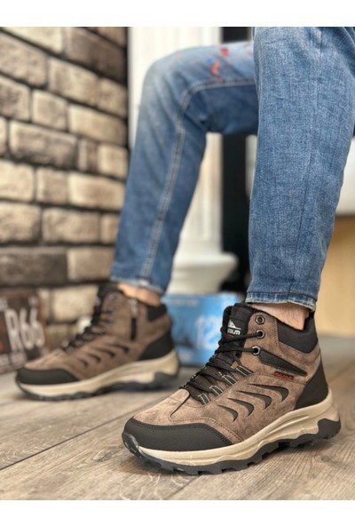 BA0322 Kalın Termo Taban Vizon Siyah  Erkek Trekking Outdoor Yarım Bilek Bot