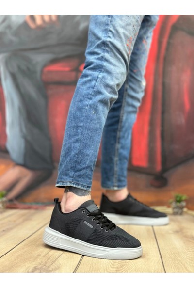 BA0349 Özel Örme Triko Yüksek Taban Tarz Füme Renk Spor Ayakkabı