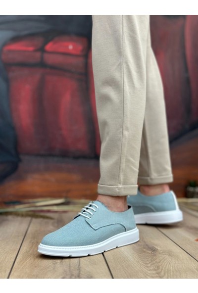 BA0003 Bağcıklı Klasik Spor Keten Turkuaz Yüksek Taban Casual Erkek Ayakkabı