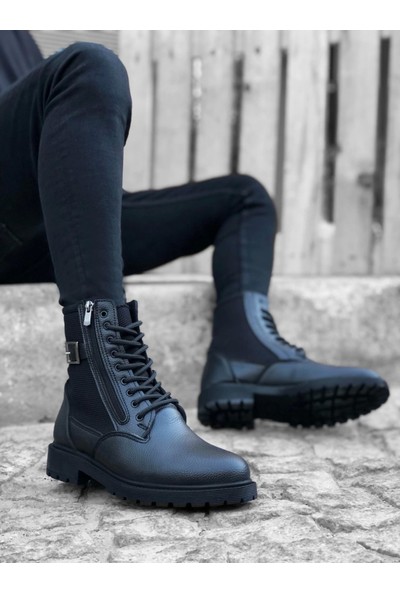 Aradım Taradım Ba0218 Yan Toka Fermuarlı Siyah Erkek Spor Klasik Postal Bot