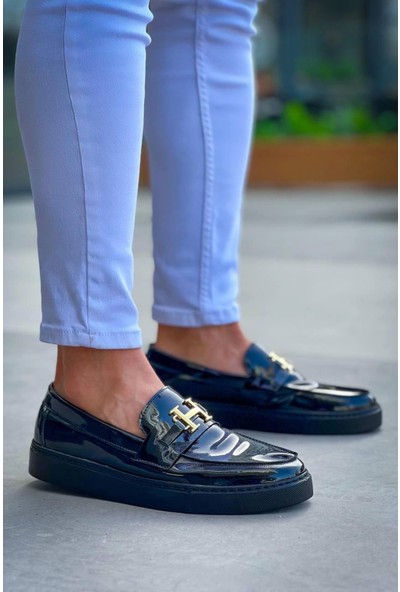 KB-027  Kuback  Bağcıksız Kömür Rugan H Günlük Erkek Ayakkabı