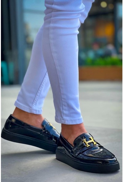 KB-027  Kuback  Bağcıksız Kömür Rugan H Günlük Erkek Ayakkabı