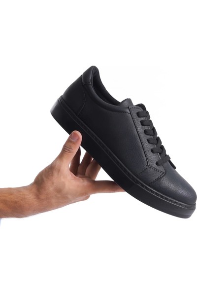 SLW165 Elite Cilt Erkek Günlük Sneaker Ayakkabı St Siyah