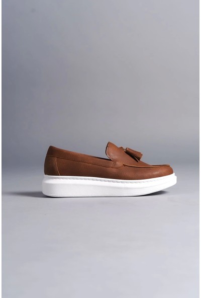 SLW154 Blaze Bağcıksız Püsküllü Cilt Erkek Günlük Spor Klasik Ayakkabı Bt Taba