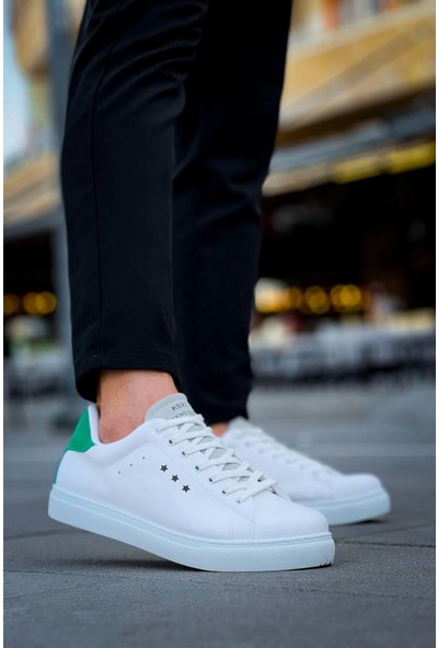 Kb-X7  Kuback Beyaz Yeşil Yüksek Taban Bağcıklı Günlük Erkek Ayakkabı
