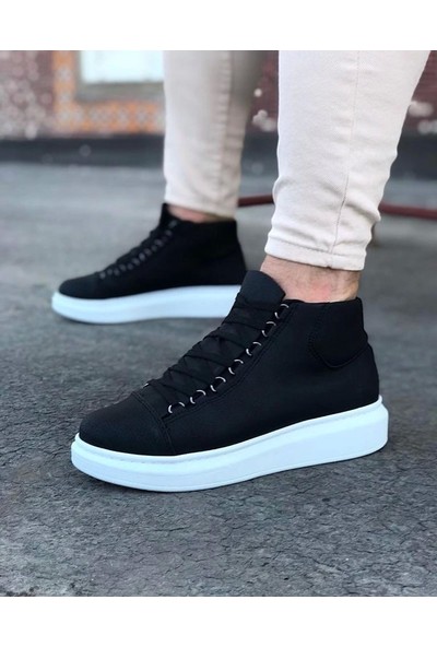 Wagoon WG032 Siyah Bağcıklı Sneakers  Yarım Bilek Bot