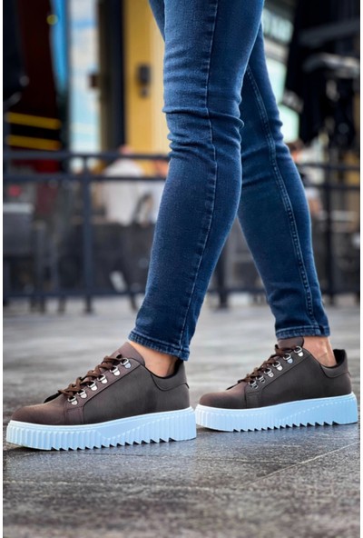 Aradım Taradım BA0505 Çengel Bağcıklı Kahverengi Beyaz Tabanlı Günlük Ayakkabı