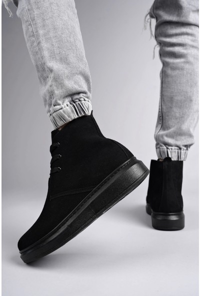 SLW207 Oslo Bağcıklı Süet Erkek Günlük Spor Bot St Siyah