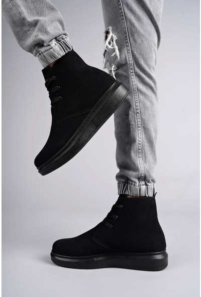 SLW207 Oslo Bağcıklı Süet Erkek Günlük Spor Bot St Siyah