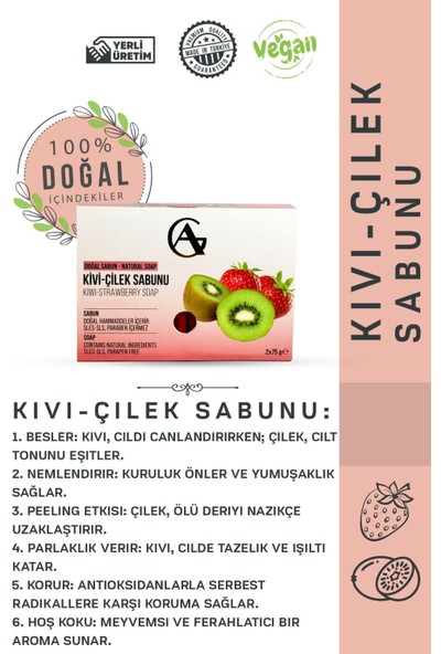 Aram Group Cıld Canlandırır Doğal Kivi ve Çilek Sabunu