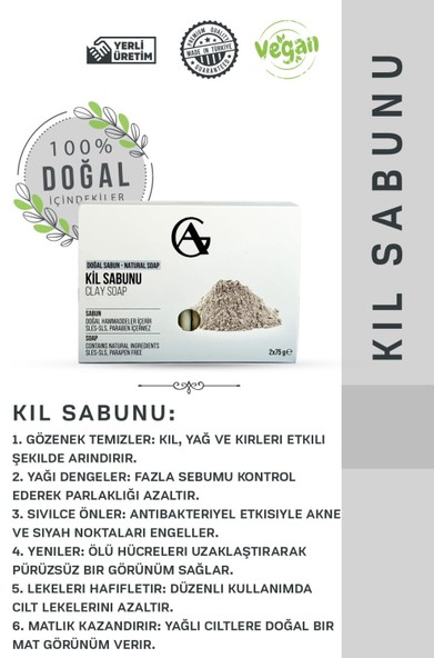 Aram Group Cildi Derinlemesine Temizleyin Doğal Kil Sabunu 150G