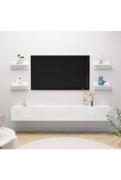 Arat Home 4'lü Dekoratif Tv Yanı Duvar Rafı