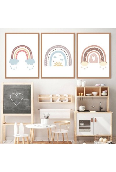 Gökkuşağı 3 Üçlü Çerçeve ve Poster Seti - HA1035