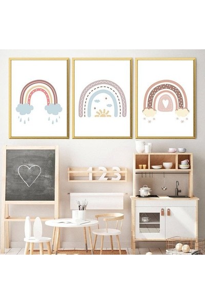 Gökkuşağı 3 Üçlü Çerçeve ve Poster Seti - HA1035