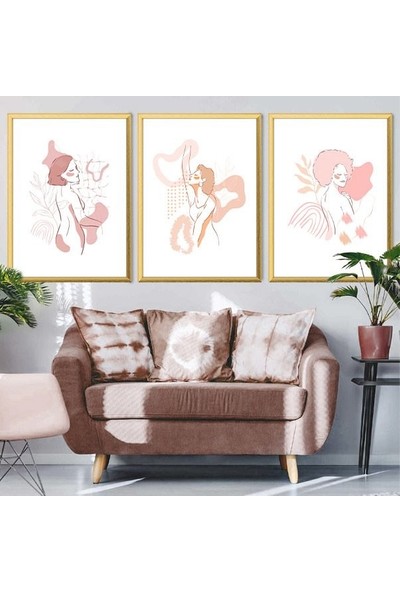 Renkli Kadınlar 2 Üçlü Çerçeve ve Poster Seti - C1005