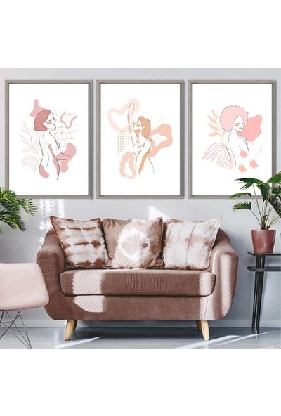 Renkli Kadınlar 2 Üçlü Çerçeve ve Poster Seti - C1005