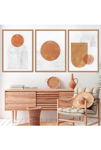 Turuncu Yuvarlaklar 1 Üçlü Çerçeve ve Poster Seti - C1008