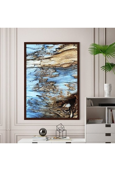 Lacivert & Gold Kaya Dokusu 2 Çerçeve ve Poster - DK1021