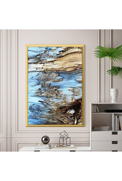 Lacivert & Gold Kaya Dokusu 2 Çerçeve ve Poster - DK1021