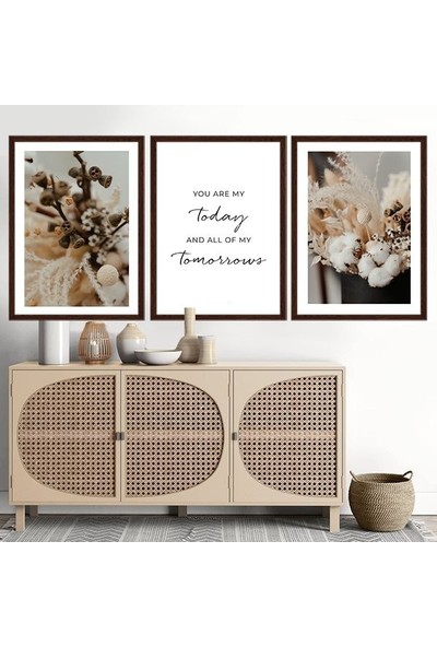 Pamuk Dalları 2 Üçlü Çerçeve ve Poster Seti - B1054