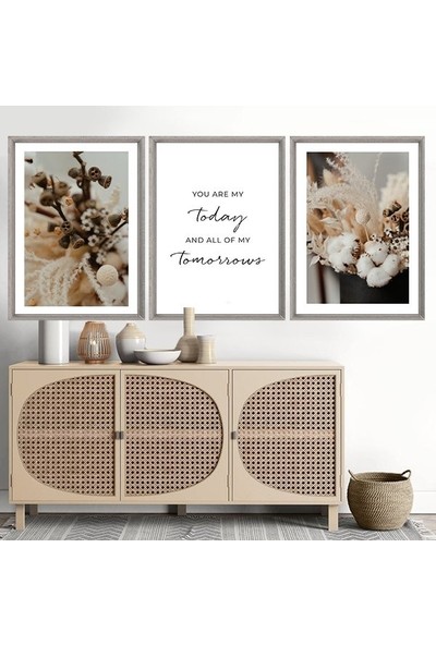 Pamuk Dalları 2 Üçlü Çerçeve ve Poster Seti - B1054