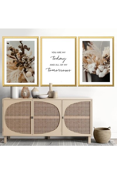 Pamuk Dalları 2 Üçlü Çerçeve ve Poster Seti - B1054