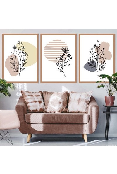 Bitkiler 3 Üçlü Çerçeve ve Poster Seti - C1024