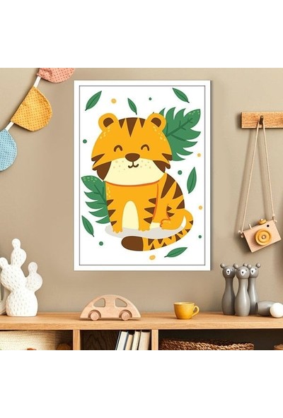 Yapraklarla Kaplan 1 Çerçeve ve Poster - HA1112