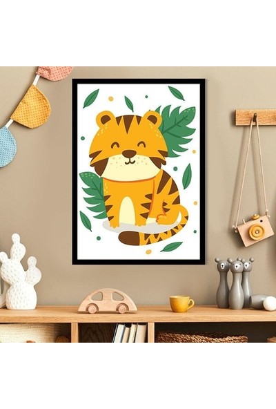 Yapraklarla Kaplan 1 Çerçeve ve Poster - HA1112