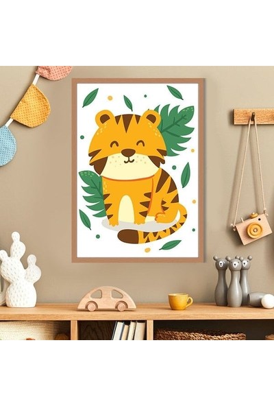 Yapraklarla Kaplan 1 Çerçeve ve Poster - HA1112