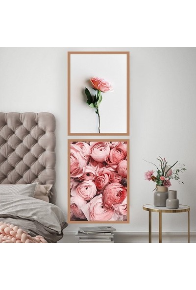 Pembe Güller Ikili Çerçeve ve Poster Seti- B1030