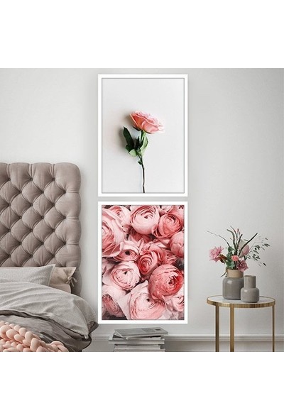 Pembe Güller Ikili Çerçeve ve Poster Seti- B1030