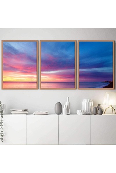 Gün Batımı Üçlü Çerçeve ve Poster Seti - DO1015