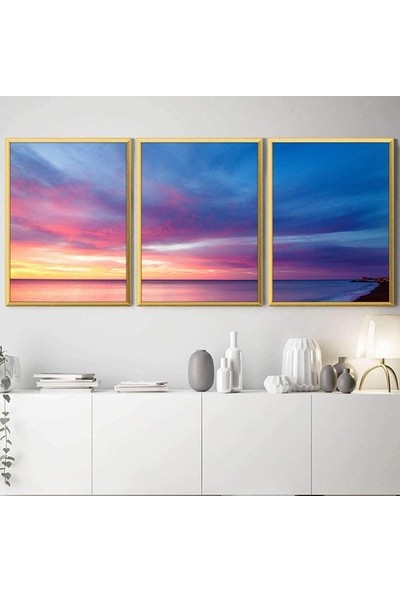 Gün Batımı Üçlü Çerçeve ve Poster Seti - DO1015