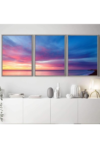Gün Batımı Üçlü Çerçeve ve Poster Seti - DO1015