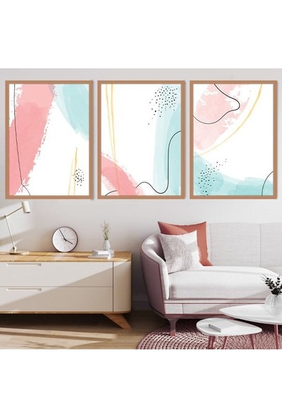 Çizgisel Lekeler 5 Üçlü Çerçeve ve Poster Seti - C1037