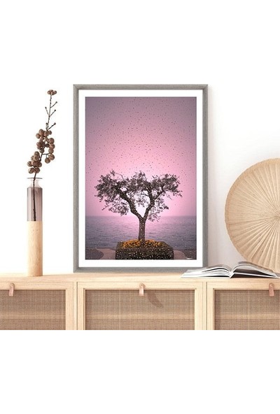 Pembe Gökyüzü ve  Ağaç 2 Çerçeve ve Poster - DO1095