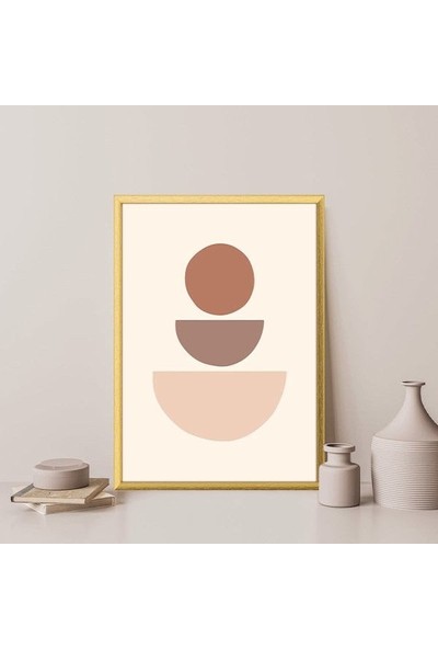 Bej Tonlarda Geometrik Desenler 1 Çerçeve ve Poster - C1091