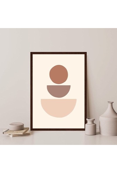 Bej Tonlarda Geometrik Desenler 1 Çerçeve ve Poster - C1091