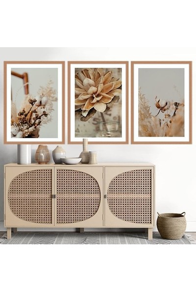 Pamuk Dalları 1 Üçlü Çerçeve ve Poster Seti - B1055