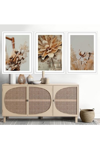 Pamuk Dalları 1 Üçlü Çerçeve ve Poster Seti - B1055