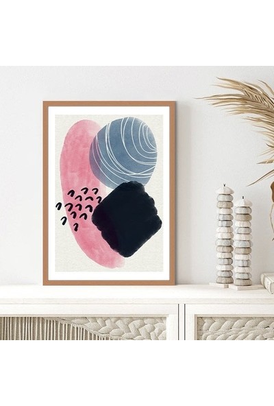 Kırmızı - Mavi Lekeler 3 Çerçeve ve Poster - C1057