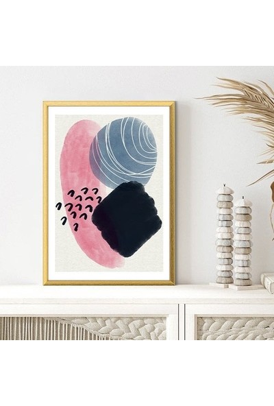 Kırmızı - Mavi Lekeler 3 Çerçeve ve Poster - C1057