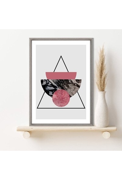 Mermer Desenli Daireler ve Üçgen 1 Çerçeve ve Poster - C1220