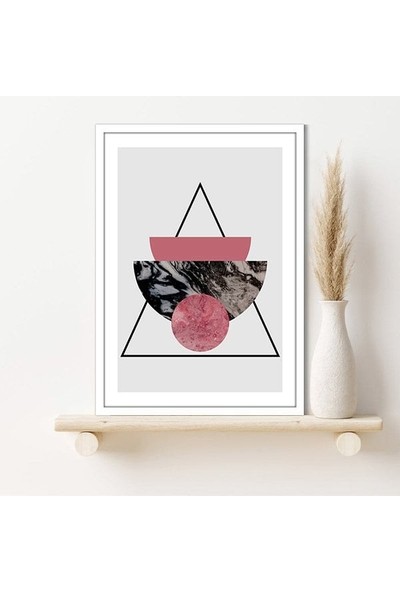 Mermer Desenli Daireler ve Üçgen 1 Çerçeve ve Poster - C1220
