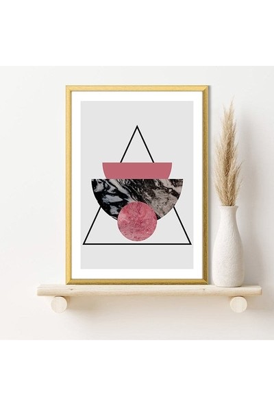 Mermer Desenli Daireler ve Üçgen 1 Çerçeve ve Poster - C1220