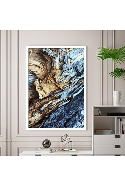 Lacivert & Gold Kaya Dokusu 1 Çerçeve ve Poster - DK1020