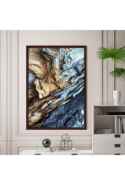 Lacivert & Gold Kaya Dokusu 1 Çerçeve ve Poster - DK1020