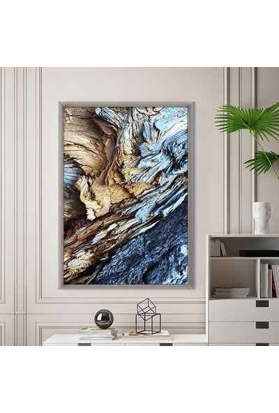 Lacivert & Gold Kaya Dokusu 1 Çerçeve ve Poster - DK1020