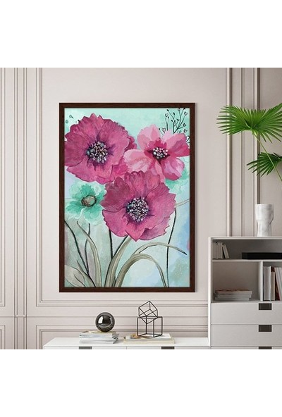 Pembe Suluboya Çiçek 2 Çerçeve ve Poster - B1173